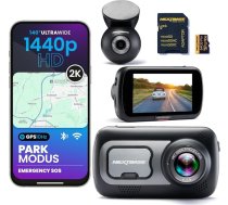 Nextbase 522GW Dash Cam priekšējā un aizmugurējā kamera ar aizmugurējā loga kameru un 64 GB SD karti | 1440p 2K ar GPS, WLAN un ārkārtas SOS | Autostāvvietas režīms 24/7 un 3 collu skārienekrāns