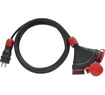 KEL pagarinātājs 3 x 1,5 mm² IP44 kabelis gumijas šļūtenē Vairāku ligzdu strāvas pagarinātājs Sarkans melns 5 m