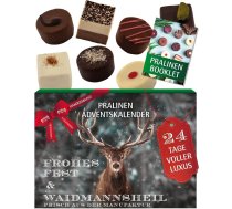 Hallingers Genuss Manufaktur Šokolādes adventes kalendārs bez alkohola - 24 ar rokām gatavotas augstākās kvalitātes šokolādes konfektes no smalka kakao - saldumi dāvana medniekiem bērniem, pieaugušajiem - Ziemassvētku kalendārs 2025