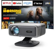 Gudrais mini projektors, saderīgs ar Netflix, automātiskā fokusēšana / 6D trapeces korekcija WiFi6 Bluetooth projektors, neliels, Full HD 1080P, VISSPL mobilā tālruņa projektors, mājas kinozāles video projektors