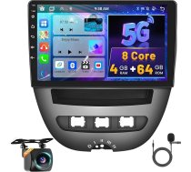 8 Core 4G + 64G Hikity Android 15 Auto radio Peugeot 107, Toyota Aygo, Citroen C1 2004-2014 ar Carplay Android navigācijas sistēmu, auto radio ar 10,1 collu ekrānu, Bluetooth FM/RDS Mirror Link