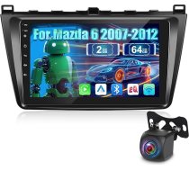 Autoradio priekš Mazda 6 2007-2012, [2G+64G] Android 9 collu skārienjūtīgā ekrāna autoradio ar bezvadu Carplay un Android Car/Bluetooth/WiFi/Bluetooth/EQ/FM RDS radio
