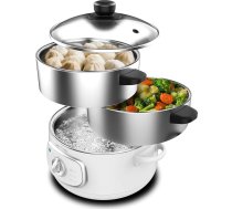Cecotec Vapovita Steelpot elektriskais tvaicētājs, balts, jauda 1300 W, nerūsējošā tērauda trauks, 10 l, regulējams laiks, automātiska izslēgšanās, viegla tīrīšana, speciāls vāks, veselīga gatavošana