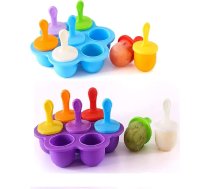 2 ledus veidņu komplekts, silikona ledus veidnes, 7 dobumu ledus veidnes ar plastmasas kociņiem, BPA nesatur BPA, ledus veidnes, bērnu mini ledus veidnes, ledus veidnes, ledus veidnes, popsicle veidnes
