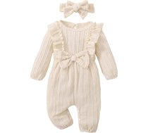 Garām piedurknēm Jumpsuit Headband komplekts ar tekstūru un loku 0 līdz 18 Bērnu apģērbs meitenēm Bērnu Romper Ziemassvētku Jogging Suit Bērnu zēni Bērnu meitenes Bērnu vasaras apģērbs