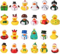 24 Ziemassvētku gumijas pīļu iepakojums, dažādas gumijas pīles, smieklīgas, radošas gumijas vannas pīles, ūdens rotaļas, vannas pīles, rotaļlieta bērniem, Ziemassvētku svinībām, mājas, automašīnas interjera dekorēšanai (24 stili)