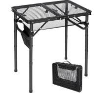 Kempinga saliekamais galds Āra viegls alumīnija pārnēsājams gatavošanas galds BBQ Metal BBQ Viegli montējams ar regulējamām kājiņām Melns 60cm x 40cm