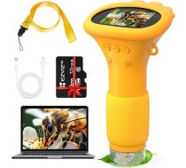 Mikroskops bērniem, 1000x palielinājums, pārnēsājams USB kabatas mikroskops ar 32 GB atmiņas karti, 8 LED apgaismojums, 2,0 collu IPS ekrāns, mini mikroskops āra mikroskops no 3 gadu vecumam Explorer