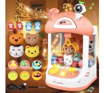 JONRRYIN Grābšanas mašīna bērniem, Mini konfekšu ķērājs ar skaņu un mūziku, konfekšu mašīna Claw Machine Dzimšanas dienas rotaļlieta Ziemassvētku dāvanas meitenēm no 3 gadiem (rozā)