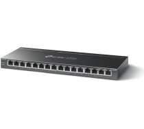 TP-Link TL-SG116P 16 portu gigabitu PoE slēdzis (120 W, IEEE-802.3af/at PoE, bez ventilatora, plug and play, izturīgs metāla korpuss), melns
