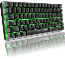 Hoopond mehāniskā tastatūra, AK33 zaļā LED aizmugurgaismojuma USB kabeļa spēļu tastatūra, 82 taustiņi, kompakta, ar anti-ghosting taustiņiem spēlētājiem (zils slēdzis, melns)