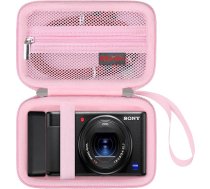 Elonbo somiņa Sony ZV-1 un ZV-1F un ZV-1 II digitālajai kamerai, 4K video straumēšanas kameras cietās ceļojumu somas turētājs, tīklveida somiņa, piemērota akumulatora lādētājam atmiņas kartei. Rozā
