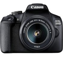 Canon EOS 2000D spoguļkameras akumulatora komplekts (24,1 MP, DIGIC 4+, 7,5 cm (3,0 collu) LCD, displejs, Full HD, WiFi, APS-C CMOS sensors) EF-S 18-55 mm is II F3,5-5,6 is II + akumulators LP-E10, melns