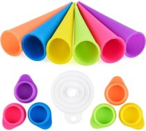 GOLDGE silikona popsicle veidne ar necaurlaidīgu vāku, saliekama piltuve, pārtikas kvalitātes, nesatur BPA, elastīga, atkārtoti lietojama, droša mazgājamā mašīnā, krāsaina (7 iepakojums)