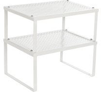 SONGMICS Garšvielu turētājs, 2 komplekti, virtuves turētājs, virtuves organizators, virtuves garšvielu turētājs, izvelkams, stackable, neliels plaukts, metāla, balts KCS01WT