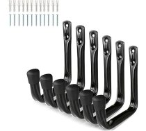 Eidoct Heavy Duty Garage J Hooks 6 Pack Wall Mount Steel Utility Hanger Velosipēdu koka metāla dēļi un stieņi Dārza instrumenti Trepes āķi Sienas āķi (12cm x 10cm)
