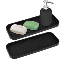 2 silikona organizatoru paplātes komplekts, neslīdošs ziepju un sūkļu turētājs virtuvei, vannas istabai, letēm - ātri žūstošs silikona uzglabāšanas paplātes organizatoram, mazgāšanas birstei, ziepju dozatoram