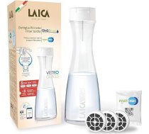 Laica Bk31A Glassmart stikla pudele ar filtru, 3 ātrās filtrēšanas filtri, 360 litri tūlītēji filtrēta ūdens, balta/ caurspīdīga, 13,8 x 13,8 x 38,8 cm, 1,06 kg