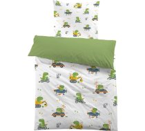 MUSOLEI Dinozauru gultas veļa 135 x 200 cm Bērnu transportlīdzekļu bagru automašīnas Meitenes Zēni 3D drukas karikatūra Dino Bērnu gultas veļa Mikrošķiedras poliestera sega 135 x 200 cm ar 1 spilvendrānu 80 x 80 cm
