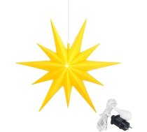 OVILUM Gaismas zvaigzne 2D ar LED apgaismojumu, dzeltena, diametrs 57 cm, 2D zvaigzne ar 11 uzgaļiem, izturīga pret laikapstākļiem, dārza rotājums, dzīvojamā istaba, Ziemassvētku rotājums, Ziemassvētku zvaigzne, ar taimeri, 7,5 m kabelis
