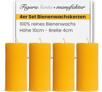 Figura Santa® Bišu vaska adventes sveces 4 sveču komplekts Adventes vainags Pillāru sveces Izgatavots no 100% bišu vaska plāksnēm Ziemassvētku sveces Izmērs: 10 x 4 cm Ilgs degšanas laiks Apmēram 7 stundas.