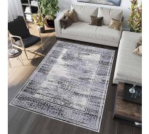 NAAR Abstraktā Vintage dizaina paklājs 200 x 300 cm, ar īsu kaudzi, mīksts paklājs viesistabai, guļamistabai, ēdamistabai, mājas birojam, Oeko-Tex dzīvojamās istabas paklājs, paklāji, tumši zils/gaiši pelēks