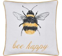 Sleepdown Bumble Bee pildīts spilvens ar Pom Pom, mīksts dekoratīvs kokvilnas spilvens mājas dekoram, dīvānam, guļamistabai un automašīnai, 45 x 45 cm, balts