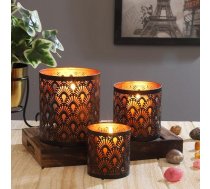 MARRAKESCH 3 laternu komplekts, 14 cm, liels, metāla, austrumu tējas gaismas turētājs, Zalia, melns varš, kā galda dekors