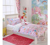 Riva Paoletti Kids Unicorn Toddler Duvet Set - 1 x spilvendrāna - rozā un balta - divpusējs dizains - mazgājams veļas mašīnā - 120 x 150 cm (47" x 59" collas) - izstrādāts Apvienotajā Karalistē