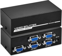 TCNEWCL VGA sadalītājs Monitori VGA sadalītājs no 1 datora uz 4 monitoriem Splitter Box 4 pieslēgvietu VGA sadalītājs Atbalsta mājas vai kinozāles 200 MHz 1920 x 1440