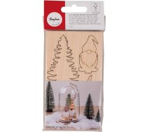 Rayher Koka ziemas rūķis, dabīgs, augstums 8,4 cm, diametrs 6 cm, 2 komplekti, koka montāžas komplekts, FSC sertificēts, Ziemassvētku rotājums, 46672505