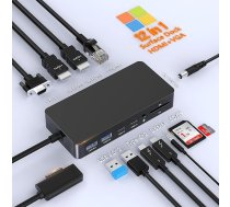 Microsoft Surface Dock 2, Surface dokstacija 12 in 1 ar trīskāršu displeju Surface Dock ar 2 HDMI 4K + VGA Surface Pro 11/10/9/8/×/7/6/5/4/3, Surface Laptop 7/6/5/go/4/3/2/1, Surface Book Laptop 3