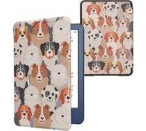 kwmobile Flip Case saderīgs ar Amazon Kindle (2022/2024) Case - E-grāmatu lasītāja futrālis - Daudzi suņi Balta, gaiši brūna, pelēka