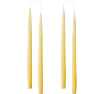 Kunstindustrien® Taper Candles, ražotas Dānijā, pieejamas 42 krāsas, galda sveces, krāsotas sveces, ilgs degšanas laiks - 15 stundas, sveču komplekts dāvināšanai, 4 gabali, 2,2 x 35 cm (pasteļdzeltens)