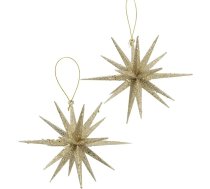 Boltze Tove Dekoratīvie piekariņi 2 eglīšu dekoru komplekts Star Gold Sparkle Glitter Ziemassvētku eglīte Ziemassvētku eglīte Ziemas dekori Adventa zvaigzne iekarināšanai