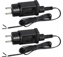 NEWNEN Lichterkette Netzteil Adapter, 2 Pack LED Lichterketten Adapter Stecker mit 2-Meter-Verlängerungskabel, IP44 Wasserdicht Transformator für Weihnachtsbeleuchtung Lichtervorhang LED (12V 12W 1A)