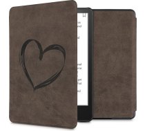 kwmobile Korpuss saderīgs ar Amazon Kindle Paperwhite (11th Gen - 2021) - mākslīgās ādas aizsargvāciņš e-lasītājs - Heart Brush Dark Brown