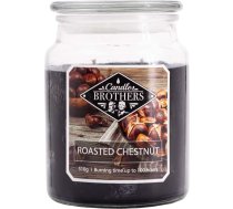 Candle Brothers liela aromātiska svece stiklā, grauzdēts kastaņkoks, divu daktu svece stiklā, sandalkoka aromāta svece, ilgs degšanas laiks (100 H), melnas krāsas sveces (510 g)