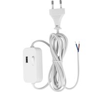 REV kabelis ar slēdzi un Euro kontaktdakšu, starpslēdzi ar USB-A, 2 m, balts