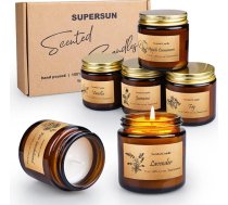 Sveču dāvanu komplekts sievietēm, 6 iepakojums, 3,5 oz sojas vaska sveces mājas smaržai, organiskās aromterapijas sveces stiklā, liela izmēra iepakojums, Ziemassvētku, dzimšanas dienas, Valentīna dienas dāvanas sievai