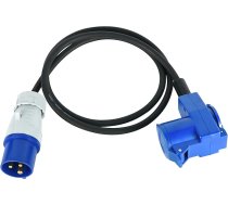 Electraline 46150, Rūpnieciskais pagarinātājs - 1,5 m kabelis H07RN-F - Gumijas šļūtenes kabelis - IP44 izmantošanai ārpus telpām / 1 rūpnieciskā aukstā elektroierīces kontaktligzda + 1 Schuko kontaktligzda, CEE kontaktdakša, piemērota auto