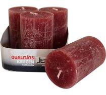 Jeka Kerzen GmbH Ebersbacher Rustic Pillar Candles Bordeaux Diametrs 50 x Augstums 80 mm Iepakojumā 4 gab.