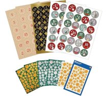 AVERY Zweckform Uzlīmes Adventes kalendāra skaitļi (Ražots Vācijā, uzlīmes Ziemassvētki, pašlīmējoši Adventes skaitļi 1-24, DIY Ziemassvētku kalendārs, Ziemassvētku dekorēšana, somas, zvaigžņu uzlīmes, dāvanas) 51012