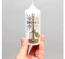 5 collu balta stabiņa svece Kristību svece 18 stundas Dekoratīvā maza svece izmērs 1 1/2" x 5" 18 stundas