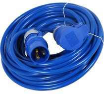 SPARES2GO 16A 14M 240V 1,5 mm īpaši garš pagarinājuma vads āra būvlaukuma ģeneratora barošanas kabelis (zils)
