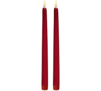 Premier 2 Stück rote Stabkerzen mit flackerheller Flamme - 27,5 cm warmweiße LED batteriebetriebene Kerzen