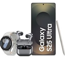 Samsung Galaxy S25 Ultra AI viedtālrunis ar Galaxy AI, 12 GB RAM, 512 GB atmiņa, titāna melns, Galaxy Watch7 viedpulkstenis + Galaxy Buds3 Pro