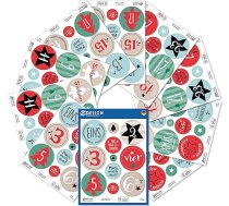 AVERY Zweckform uzlīmju Adventes kalendāra numuri (Ražots Vācijā, uzlīmes Ziemassvētki, pašlīmējošie Adventes numuri 1-24, DIY Ziemassvētku kalendārs, Ziemassvētku dekorēšana, somas, zvaigžņu uzlīmes, dāvanas) 51010
