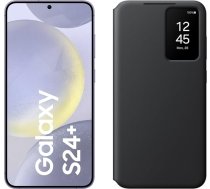 Samsung Galaxy S24+ AI viedtālrunis, 12 GB RAM, 256 GB atmiņa, Kobalta violets, 3 gadu ražotāja garantija + Smart View maciņa korpuss, melns