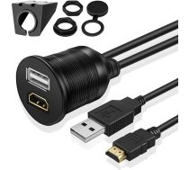TNP USB HDMI HDMI Flush Mount kabelis - paneļa paneļa USB + HDMI ligzdas ligzdas USB + HDMI ligzdas kontaktdakša spraudnis Ūdensizturīgs savienotājs Pagarinātāja vadu vads vieglajam automobilim, piekabei, laivai, motociklam un citiem (1M / 3FT)